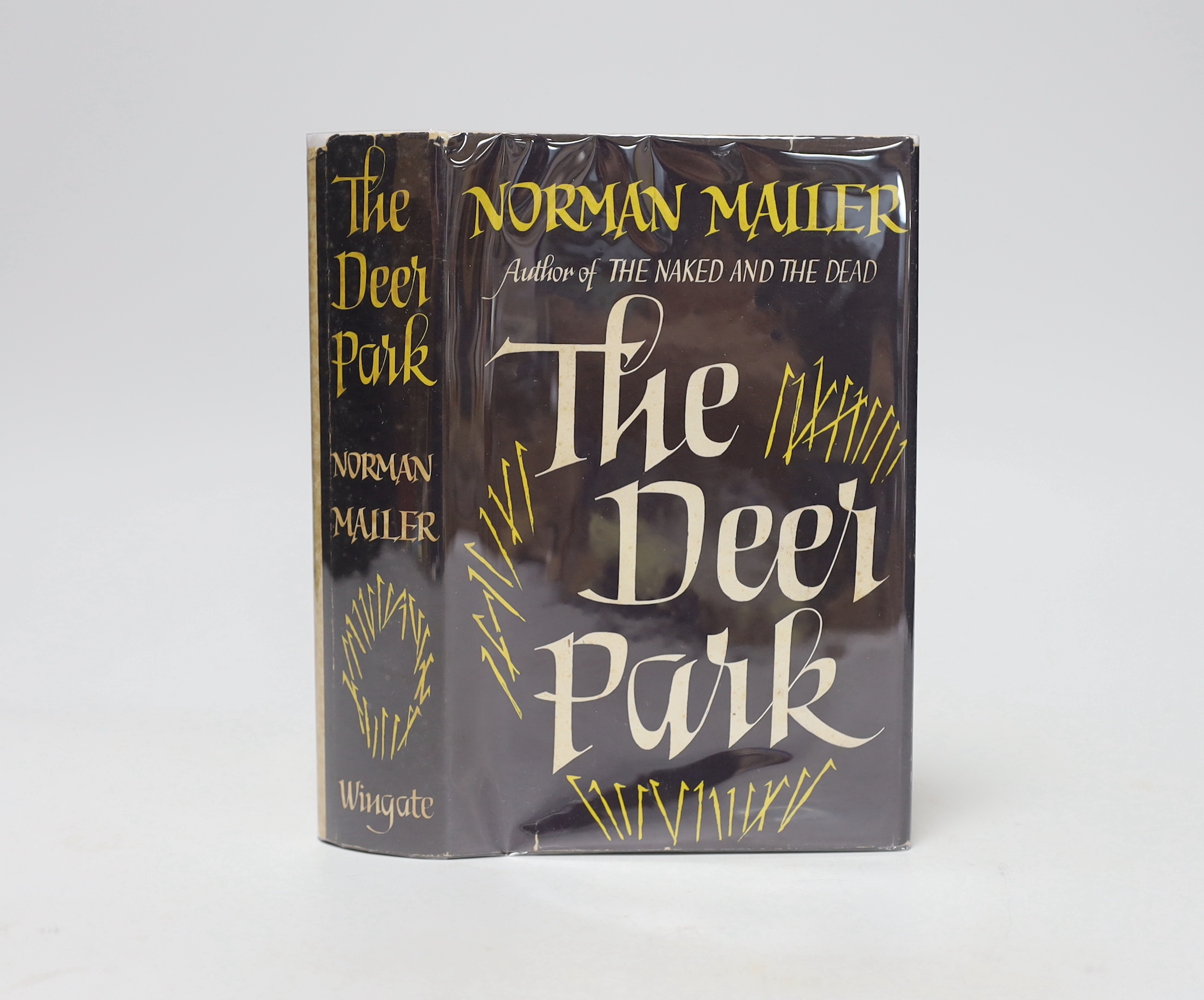 Mailer, Norman - The Deer Park, 1st UK edition, 1st impression, signed by the author to title, publisher’s French blue cloth in unclipped d/j, Allan Wingate, London, 1957